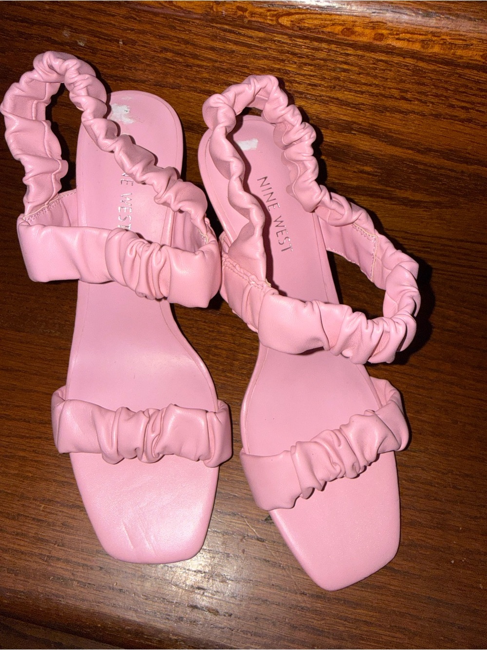Nine West Pink Ruched Strap Stiletto Sandals